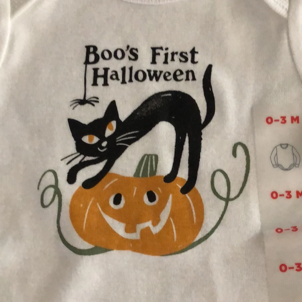 Baby “Boo’s First Halloween” 3 snap long sleeve one piece bodysuit